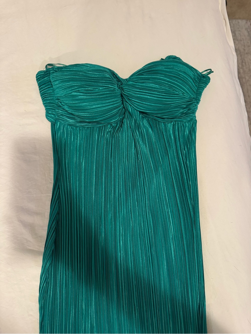 Fashion Nova Teal Strapless Pleated Maxi Dress